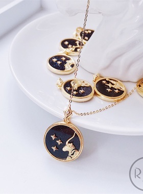 少女心星空蓝石十二星座项链