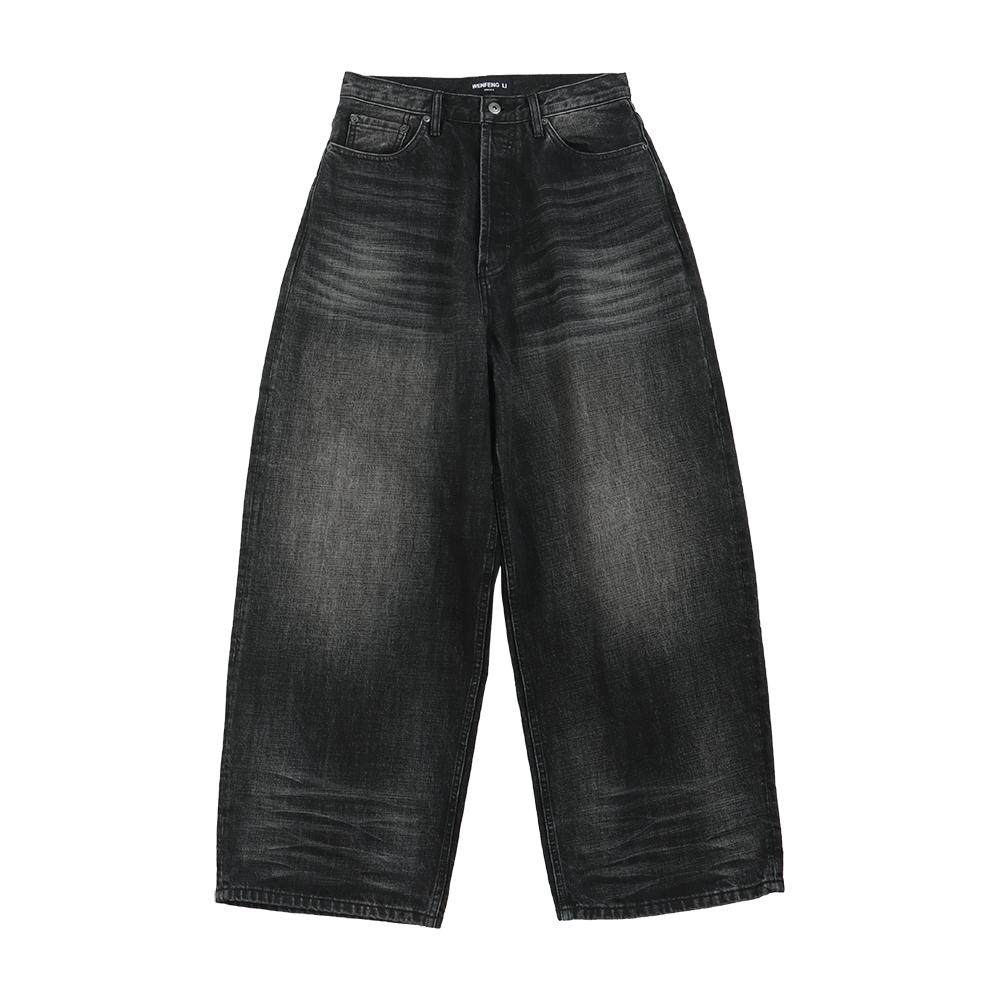 WENFENG LI 25SS 水波纹手擦猫须 直筒阔腿baggy复古水洗牛仔裤,男装,牛仔裤,淘宝优惠券,粉丝福利购,淘宝优惠卷