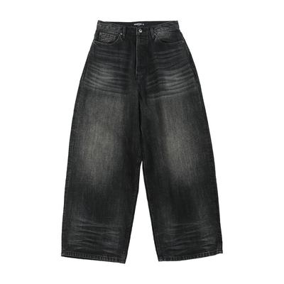 堆叠感复古水洗直筒baggy牛仔裤