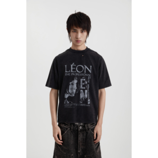 WENFENG LI「杀手不太冷」复古人像印花T恤boxyfit短宽中号版型