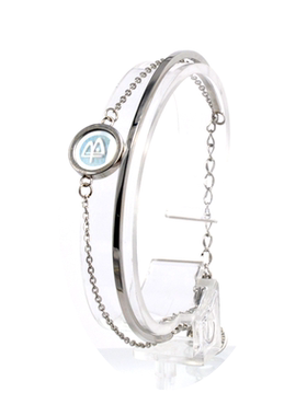 POWER·BALANCE霸能单坠双贴双色二合一钛钢手链亮银，带延长链