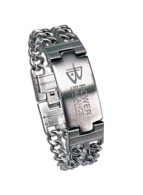 POWER·BALANCE霸能牛仔双链双贴亚银钛钢手链大小码