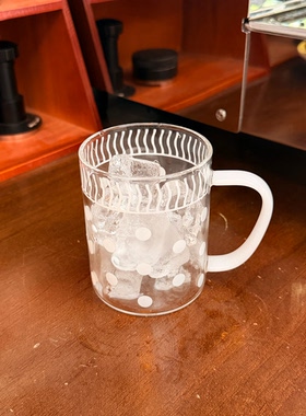 Simple原创设计ins风波点印花玻璃杯耐高温牛奶咖啡杯果汁杯