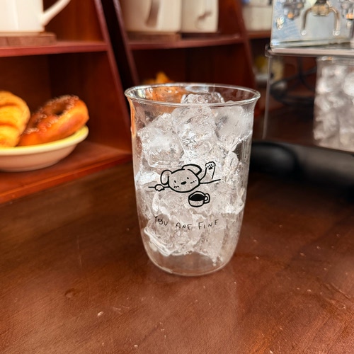 simple高硼硅玻璃杯耐高温小狗印花大容量冷饮咖啡杯果汁杯