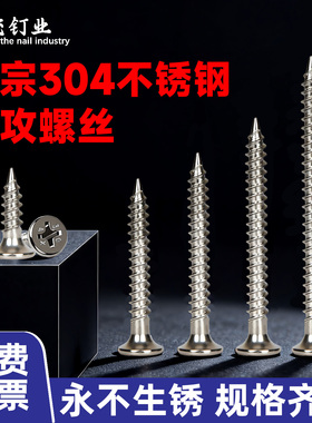 琉璃瓦钉子专用固定3.5×40螺丝304不锈钢干壁钉十字沉头自攻瓦钉
