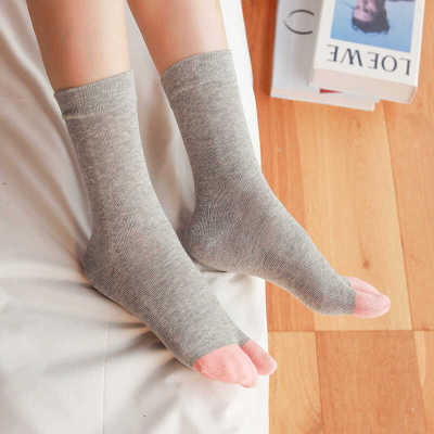 分趾透气女士纯棉中筒五指袜吸汗