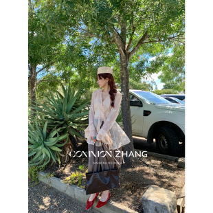 花影留白纯欲性感立体提花微透性感荷叶边小衫 新款 女 ZHANG夏装