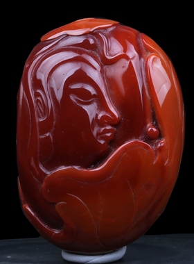 天然吊坠观音凉山南红玛瑙送证书