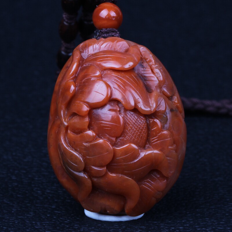 挂件花开富贵凉山南红玛瑙送证书