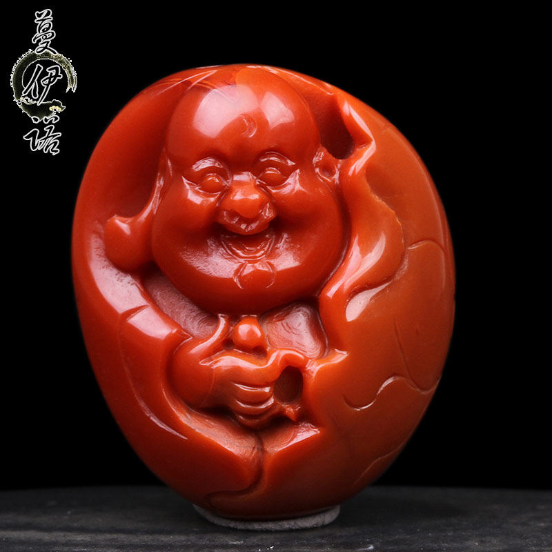 凉山天然满肉笑佛证书南红玛瑙