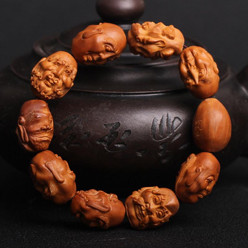 蔓伊诺苏工橄榄核雕刻手链手串十八罗汉手链特价清仓