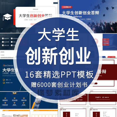 大学生商业创新创业ppt结课答辩模板赠策划书计划书Word范文