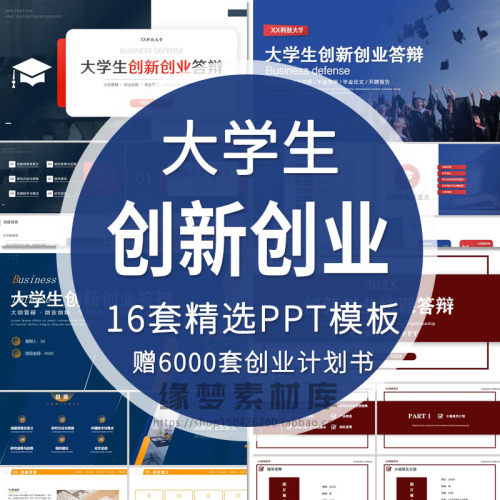 大学生商业创新创业ppt结课答辩模板赠策划书计划书Word范文