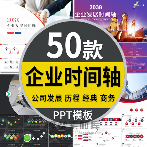 企业发展时间线动态PPT模板公司成长大事件发展历程时间轴商务风