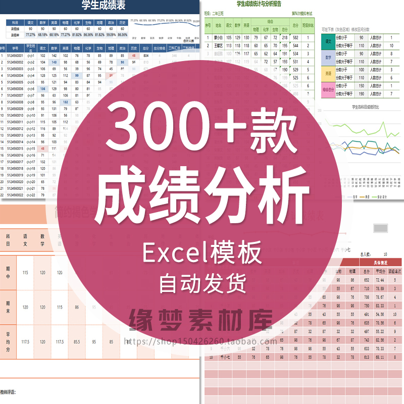 学生成绩分析报告登记信息管理可视化图表学校教师用excel模板wps