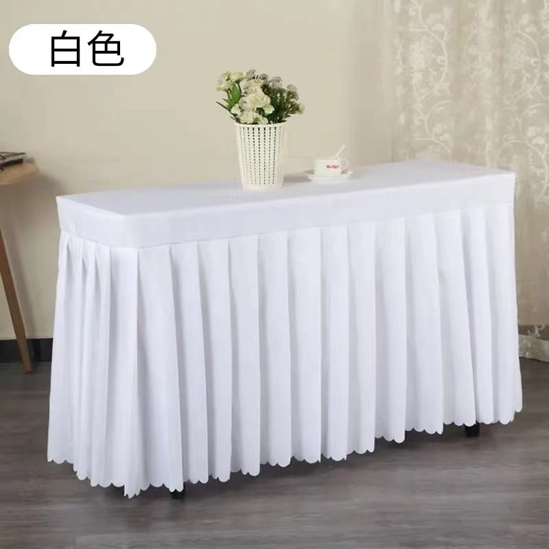 定制酒店折叠会议桌桌布套罩桌培训长条台布长方形涤纶桌子布桌裙图片