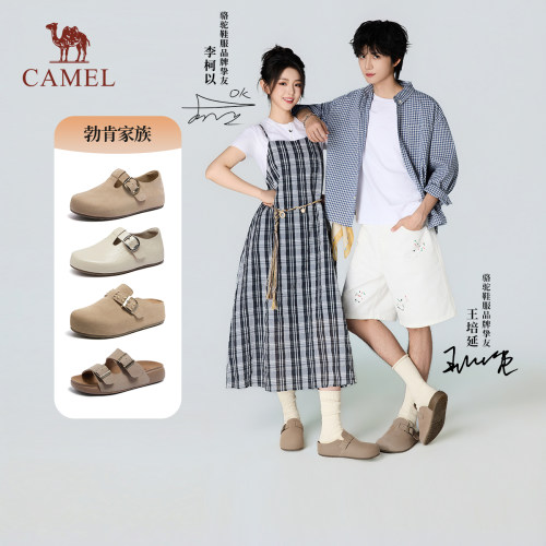 骆驼勃肯鞋女一字带拖鞋凉拖外穿