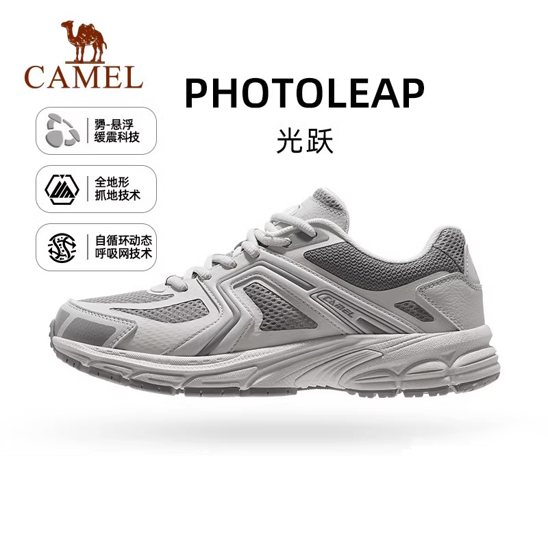 骆驼慢跑鞋缓震抓地女系带复古