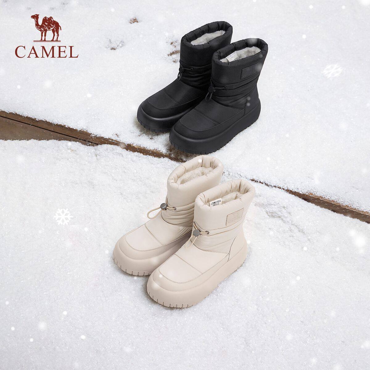 骆驼面包雪地靴2025冬季新款中筒厚底保暖加绒加厚东北棉鞋女短靴