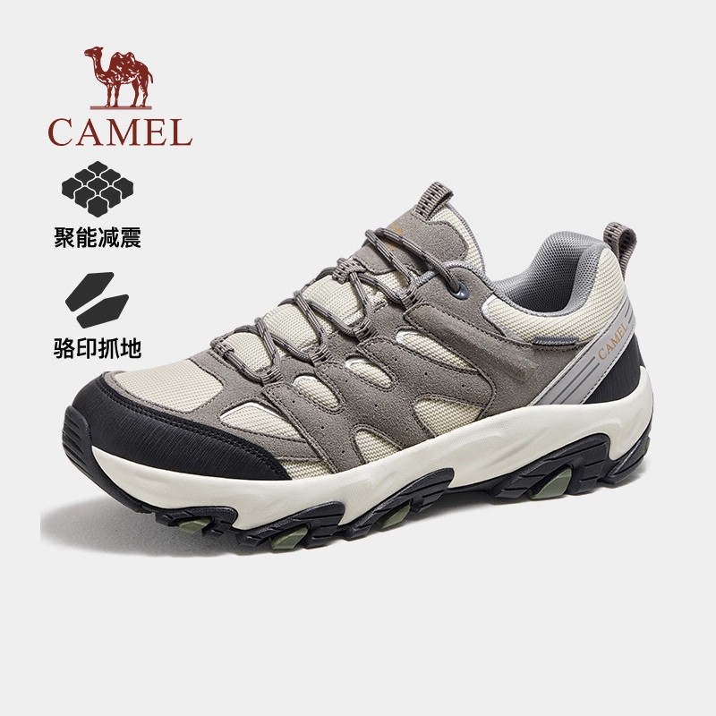 Camel/骆驼男鞋2025冬季新款户外徒步登山鞋透气网面休闲运动鞋女
