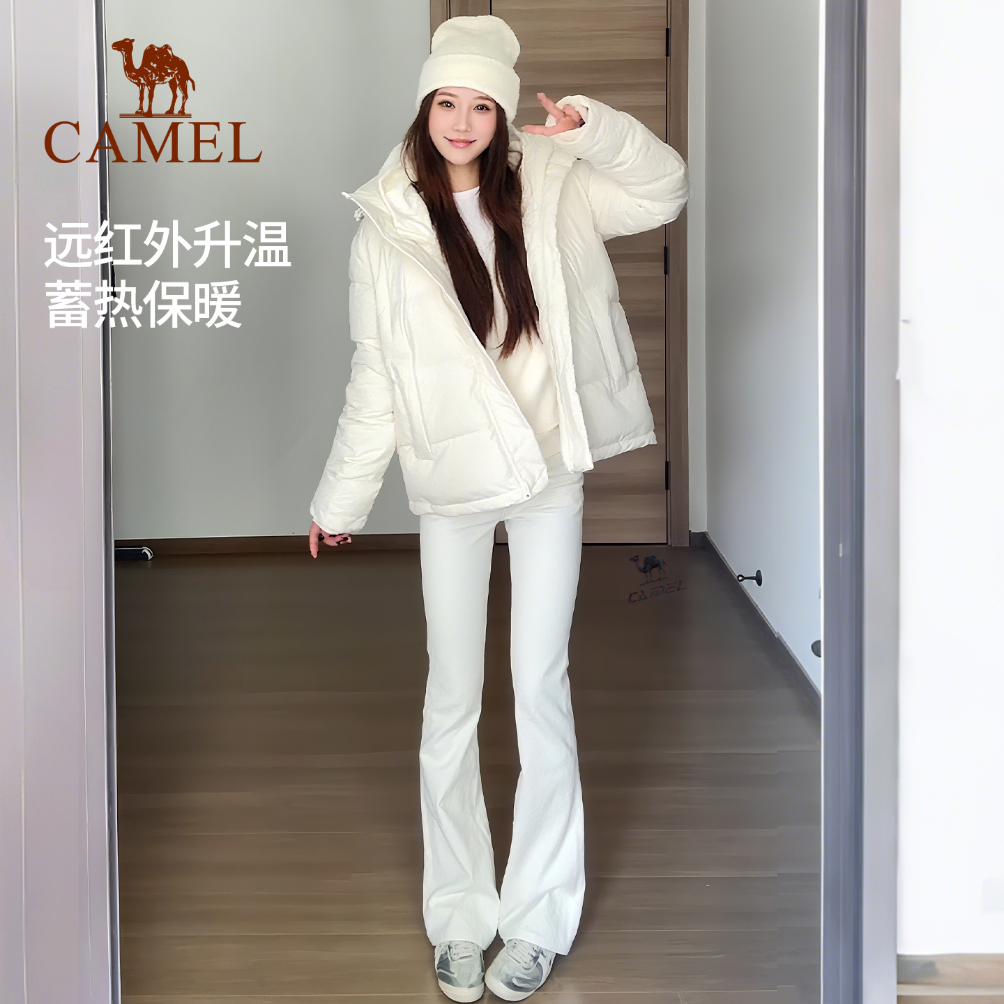 骆驼泡芙羽绒服女冬季鸭绒加厚