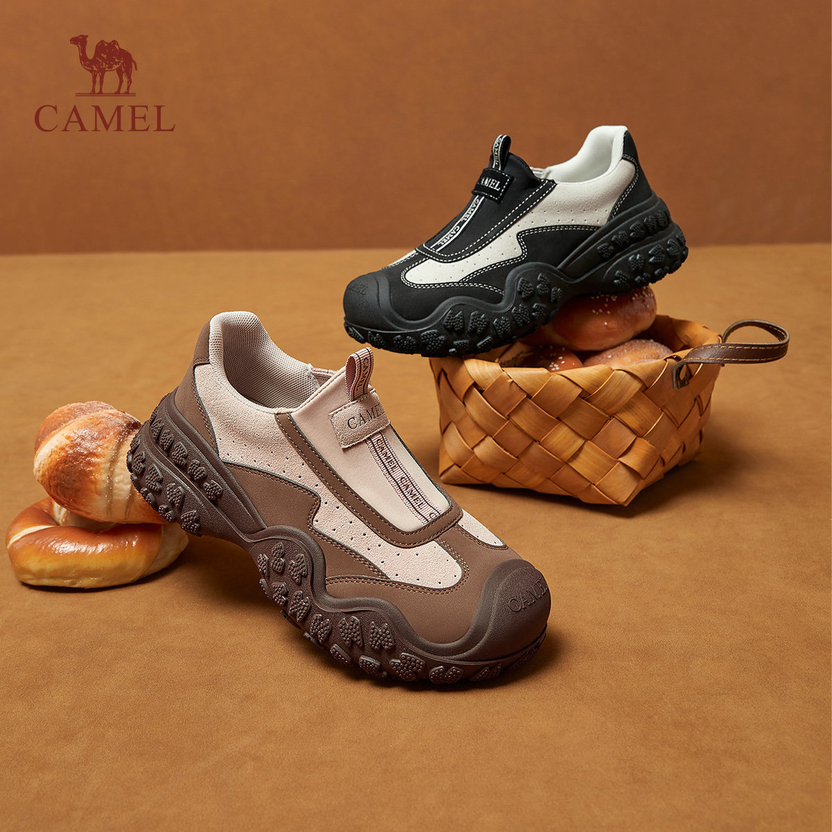 骆驼女鞋2026春季新款百搭户外舒适时尚休闲鞋丑萌青春潮流运动鞋