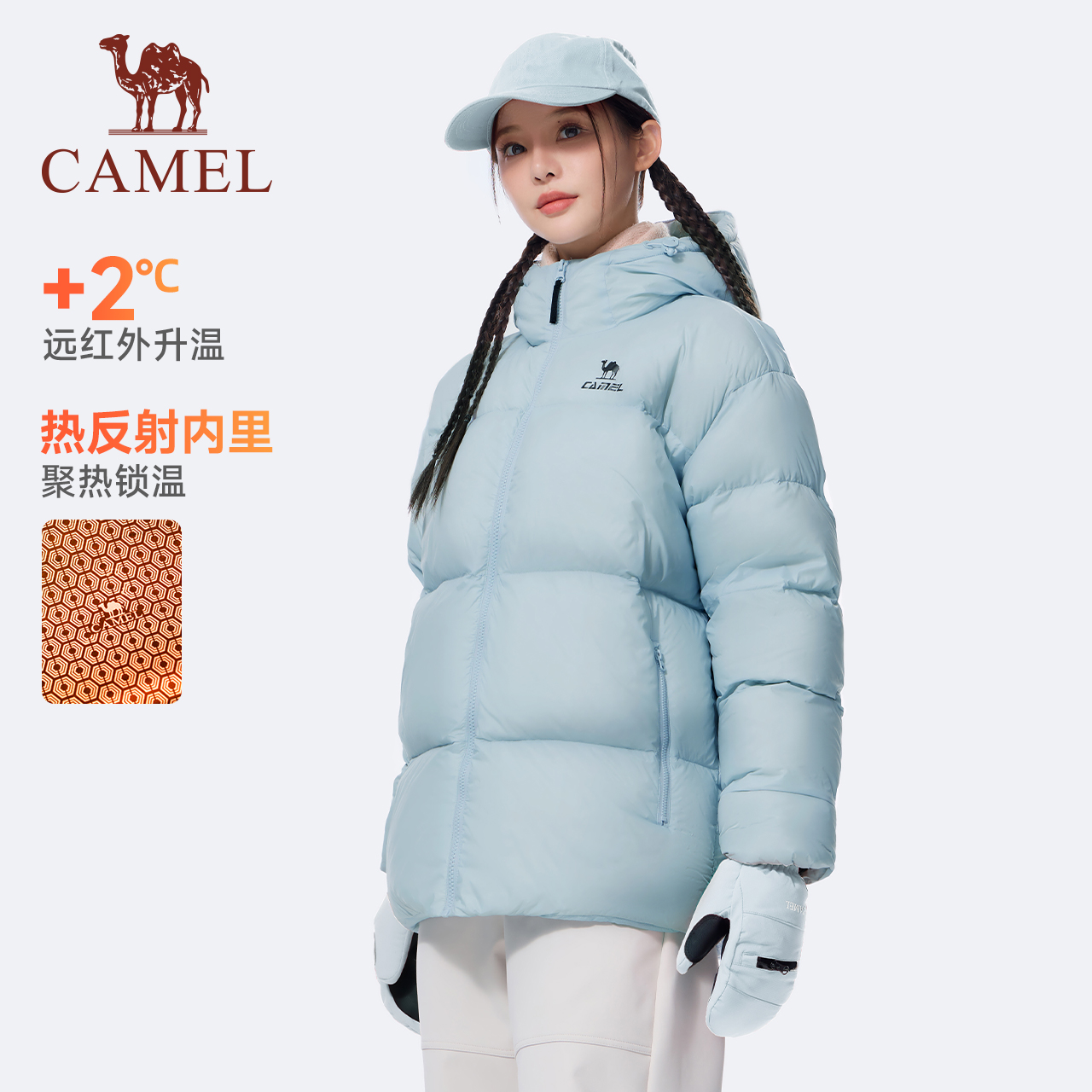 骆驼运动三防羽绒服男女同款2025冬季防水加厚保暖情侣面包服外套