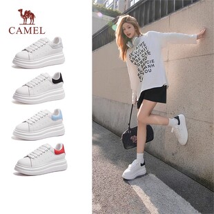 休闲百搭板鞋 骆驼2026年超火 增高厚底学院风小白鞋 子面包鞋 女 鞋