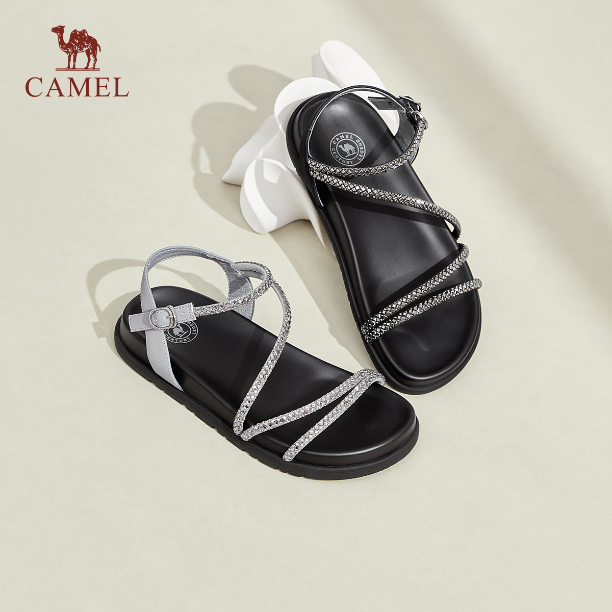 骆驼女鞋2025夏季新款厚底增高百搭时装凉鞋时尚青春潮流休闲鞋