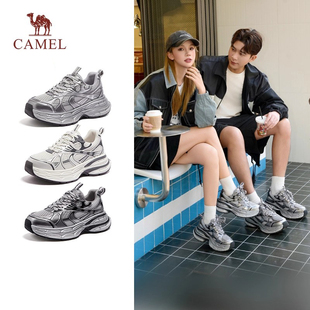 男女鞋 骆驼银月银色老爹鞋 运动鞋 厚底户外休闲增高老爹鞋 2025冬季