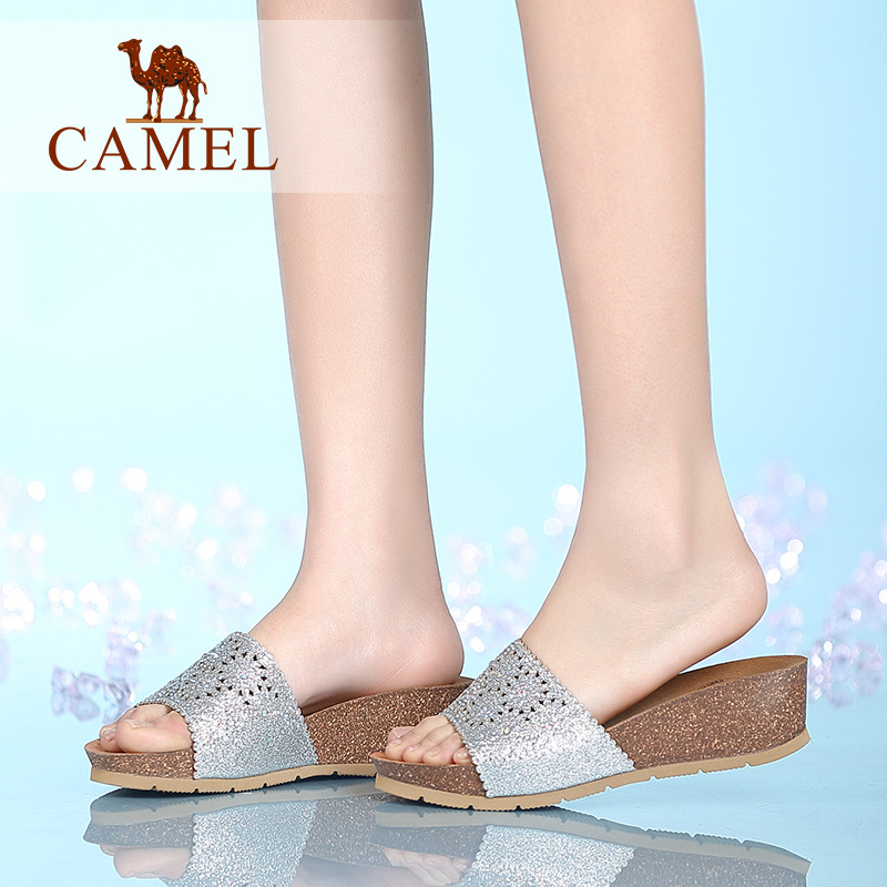 Sandales femme CAMEL   en tissu paillete - Ref 2673549 Image 4