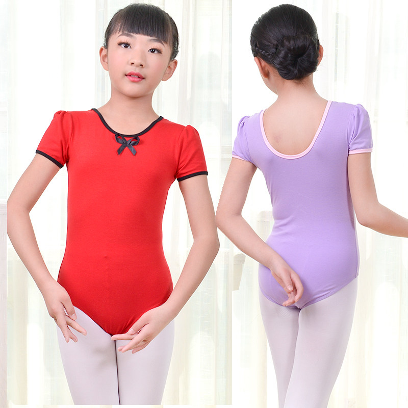夏装 女童舞蹈服少儿专业练功服短袖体服体公主袖儿童形体服民舞