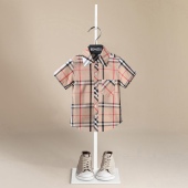 儿童短袖 男女童格子衬衫 衬衣小中大童纯棉休闲上衣英伦风 新款 夏季