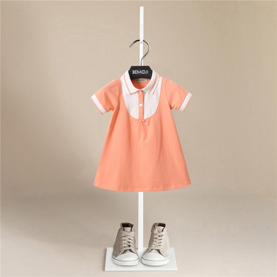 bemidji/伯米吉夏季新款女童短袖连衣裙宝宝儿童运动休闲裙子