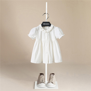 清新洋气公主裙 新款 短袖 宝宝儿童装 女童夏装 白色连衣裙夏装