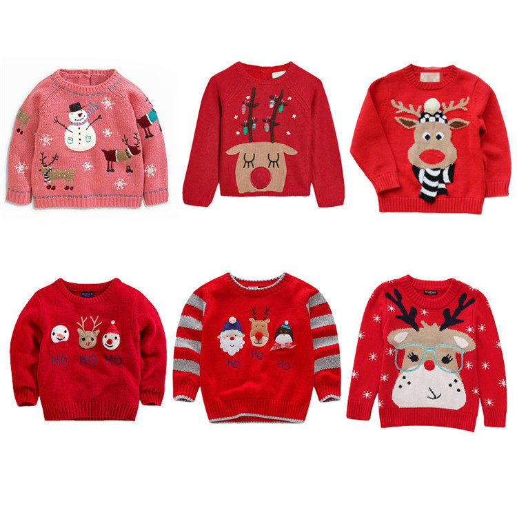 断码清仓男女童儿童毛衣卡通麋鹿宝宝套头针织衫秋冬新款外贸
