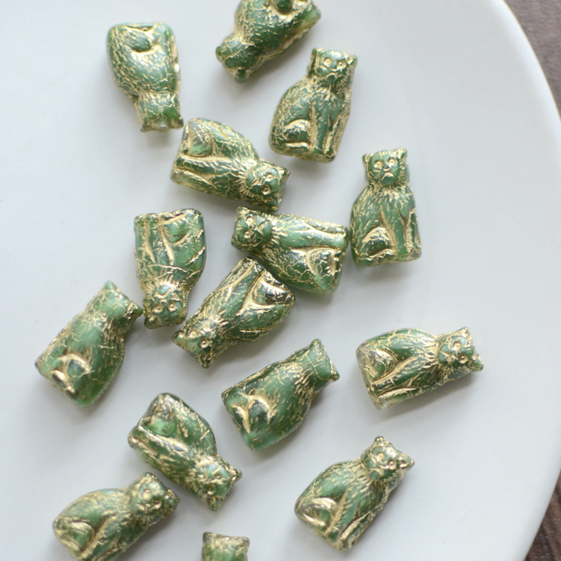 捷克琉璃立体猫咪散珠喵星人