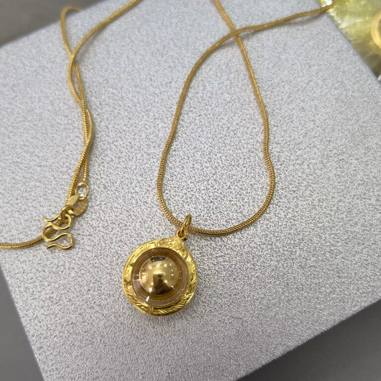 泰国水银食金古巴习翁龙婆史奥吸金星金壳珠吊坠项链