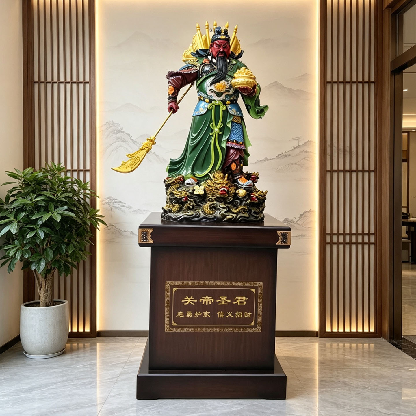 落地关公财神雕像摆件关二爷关羽高档客厅招财办公室公司开业礼品