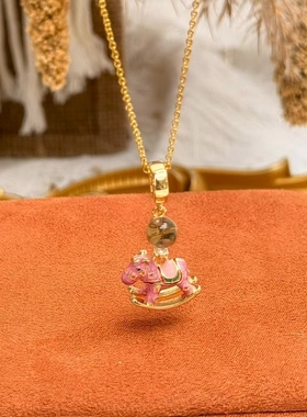 【吊坠】天然双a白水晶泡泡珠 配合金镀18k金小马 万能扣款吊坠