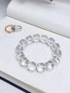 【老型珠】双a等级 白水晶15*16mm左右珠径 老型珠素圈手串