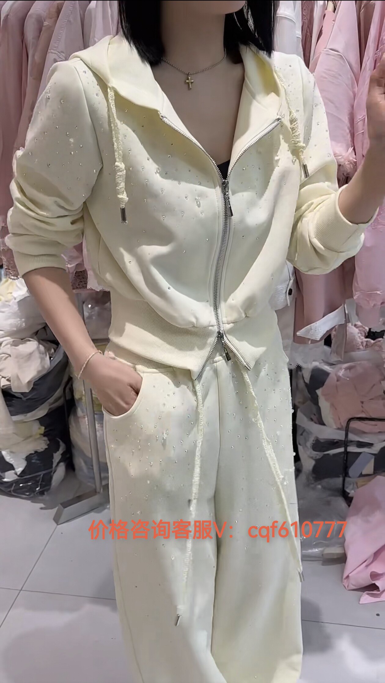 欧洲站2025春季新款时尚休闲百搭宽松显瘦连帽卫衣阔腿裤套装问价
