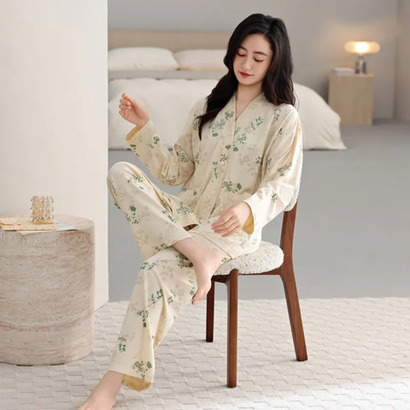 家居服套装春秋季女和服纯棉睡衣睡袍/浴袍