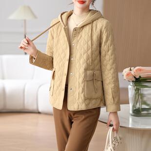 妈妈棉服短款连帽厚外套40岁50中年女装秋冬上衣三维刺绣汽羽绒