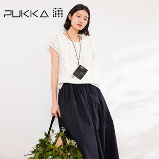蒲PUKKA 女简约通勤设计感衬衣 宽松短袖 衬衫