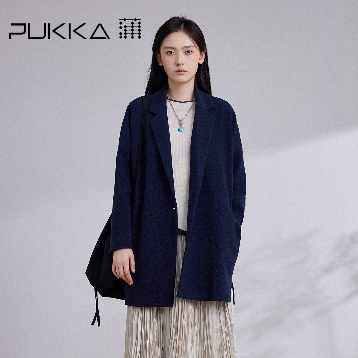 蒲PUKKA落肩宽松休闲长袖西装