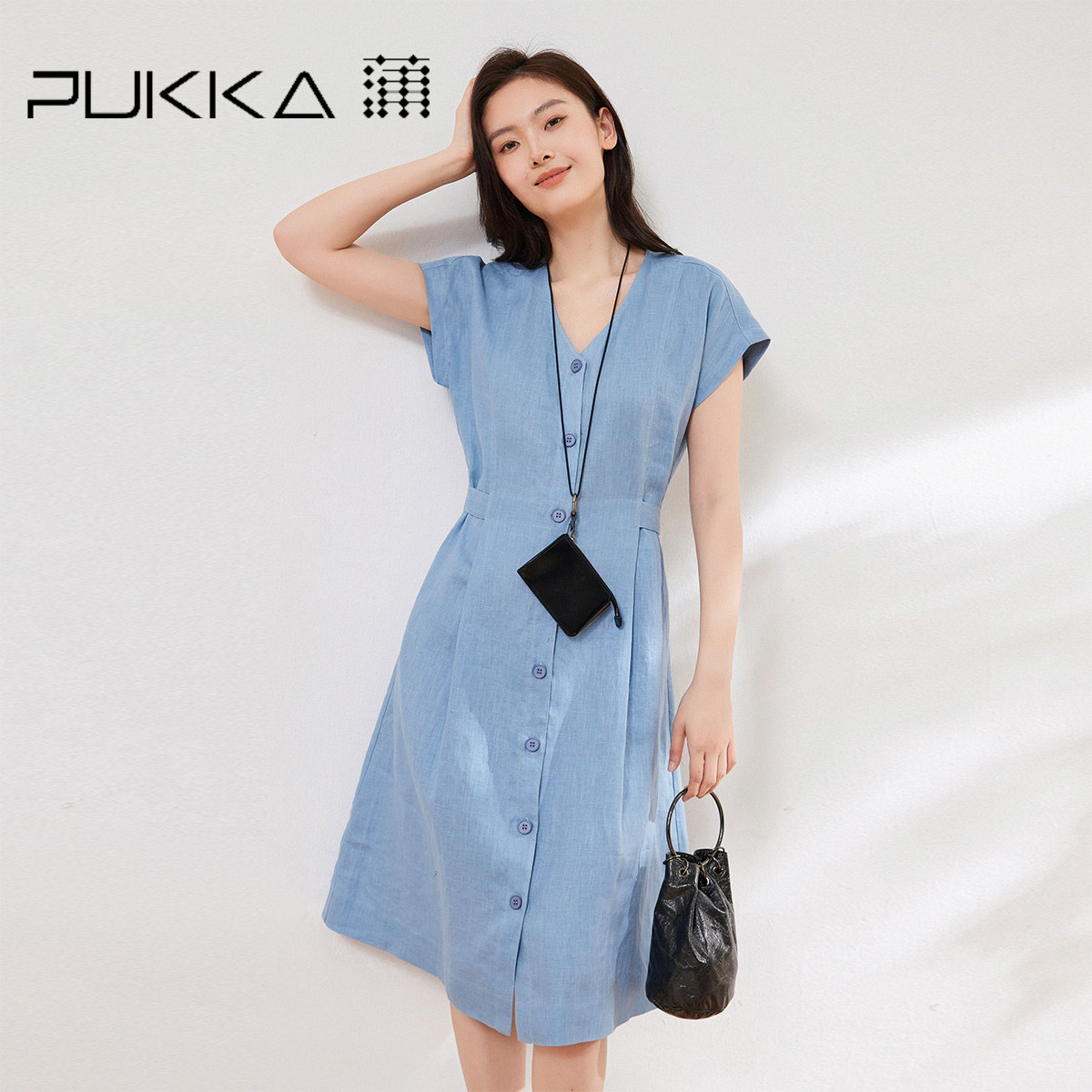 蒲PUKKA收腰显瘦通勤衬衫裙