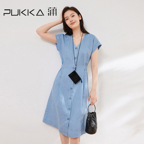 蒲PUKKA收腰显瘦通勤衬衫裙