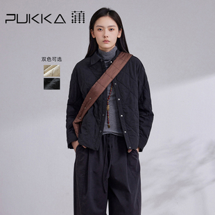 拼接短款 蒲PUKKA 式 菱格衬衫 外套 秋冬棉服女时尚