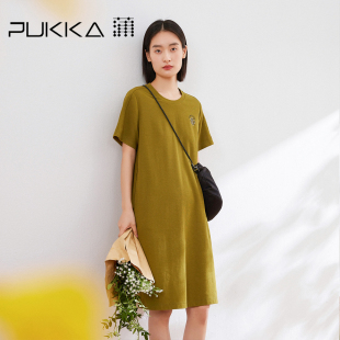 针织休闲T恤裙 新品 蒲PUKKA 山系轻运动风H型连衣裙夏季